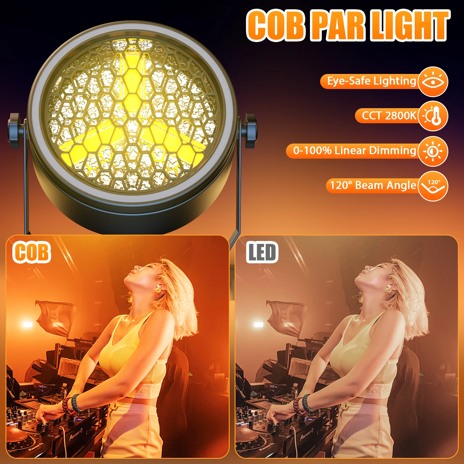 2/4PCS Stage Retro Lights COB LED Par Lights RGB Stage Effect Lighting DJ Party Lights for Concert Theater Live Show Bar Club
