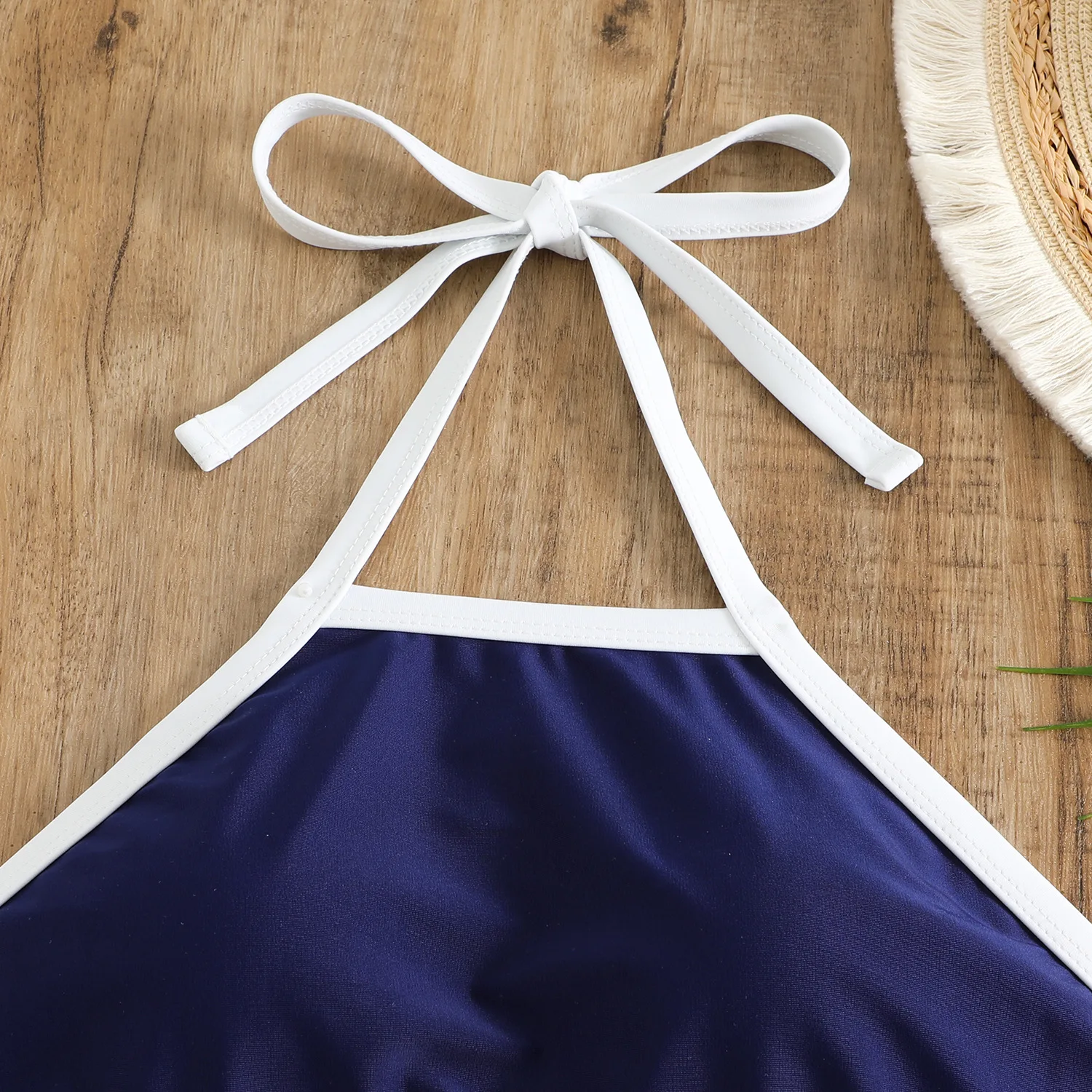 Sexy Neckholder-Bikini-Sets mit Krawatte, Patchwork, zweiteilig, rückenfrei, hohe Taille, Badeanzug, Bademode, conjunto de Bikini, Tankini, Strandmode