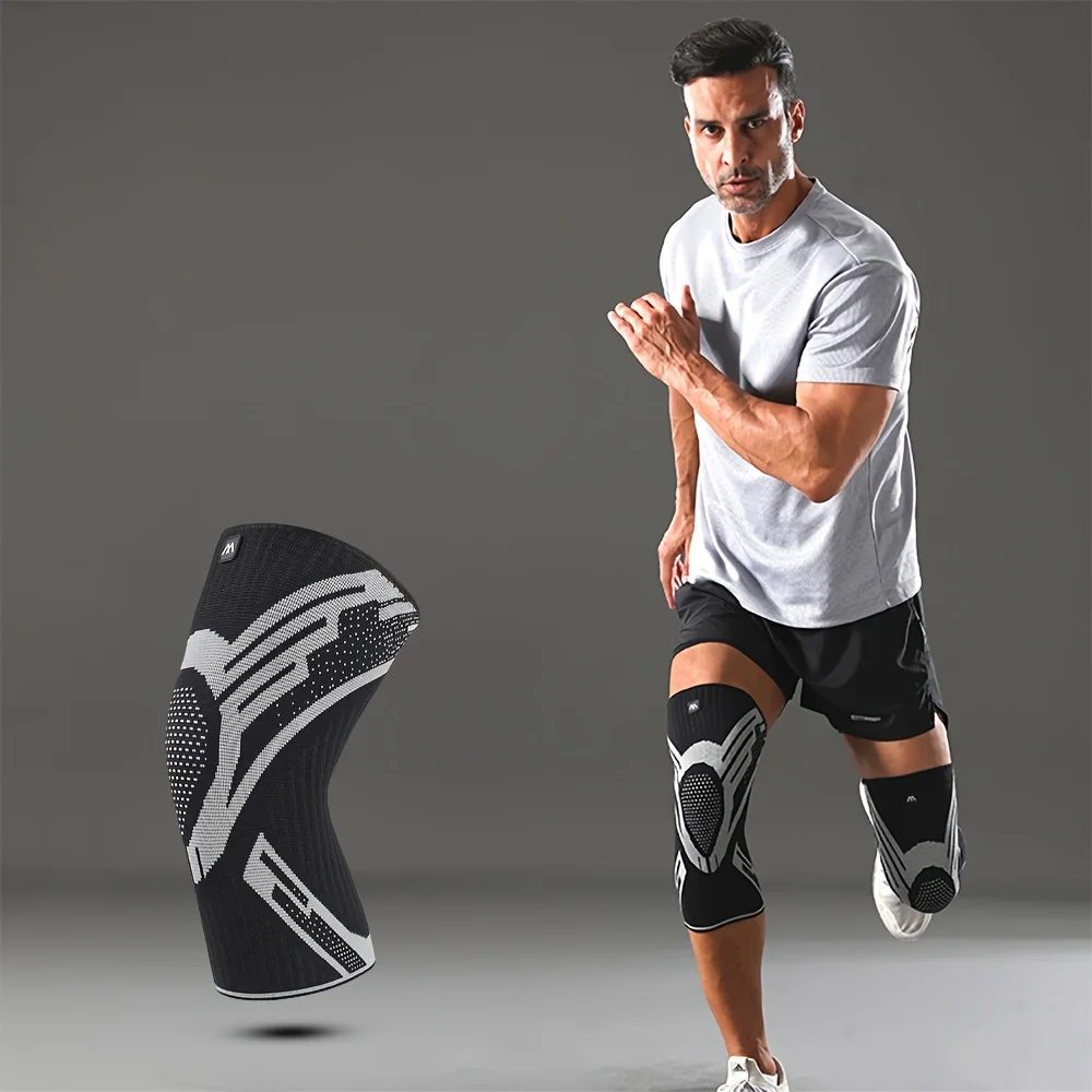 1 Pcs Compression Knee Support Sleeve Elastic Breathable Knee Pads Brace Springs Gym Sports Protector Basketball Volleyball Run image 5