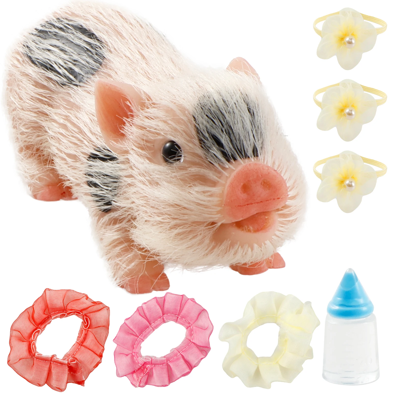 5In Silicone Pig Doll Toy Mini Soft Lifelike Silicone Pig Doll Cute Newborn Interesting Full Silicone Body Pig Toy with Clothes