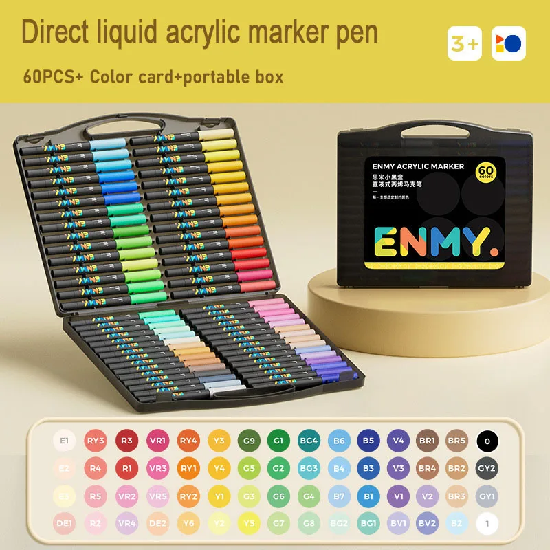 ENMY Acrylverf Markers Pen Zachte kop Directe vloeibare graffiti Schilderij Sneldrogende pigmenten Kunstbenodigdheden voor vilt