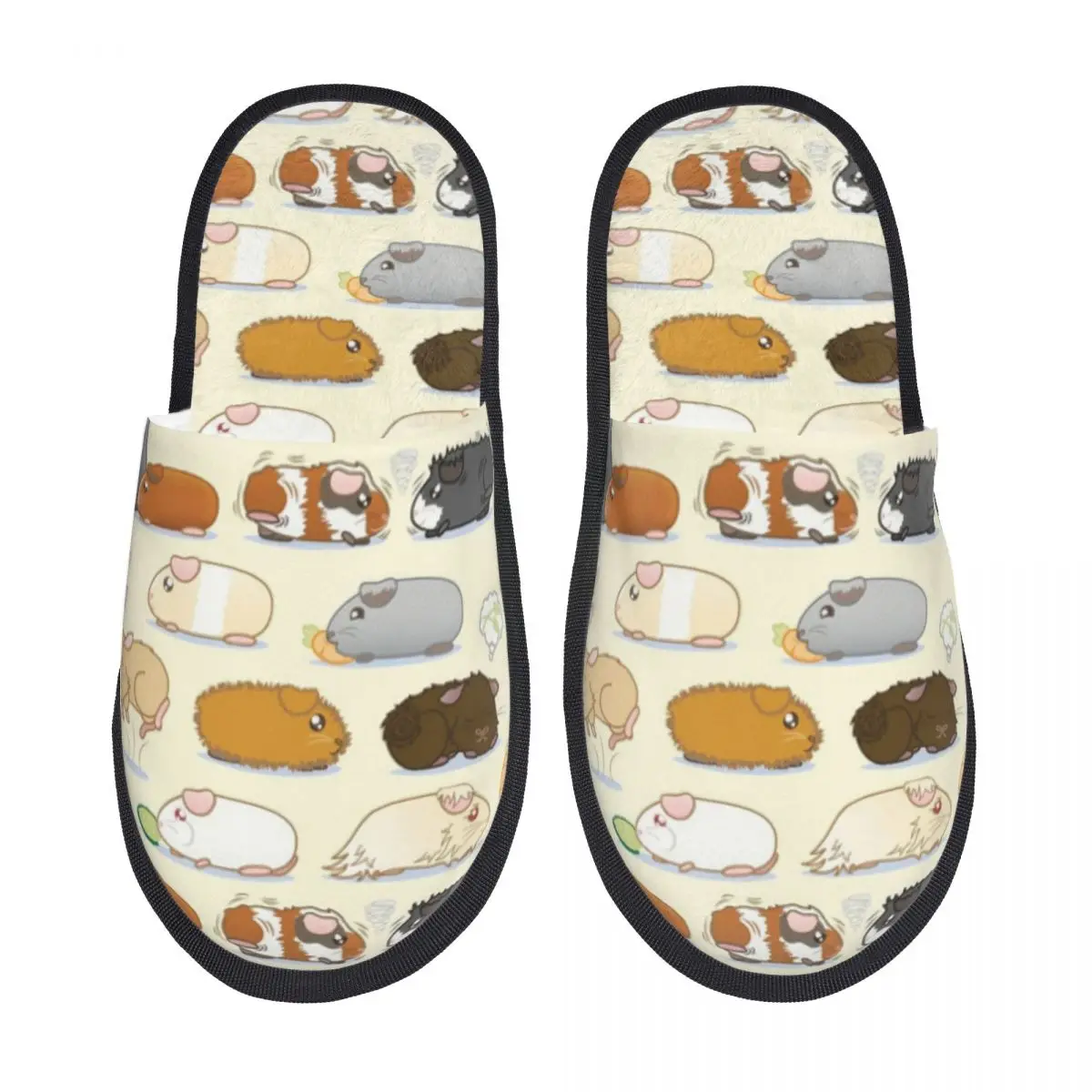 Custom Print Women Fashion Guinea Pig Parade House Slippers Cozy Warm Animal Memory Foam Fluffy Slipper Indoor Outdoor Shoes