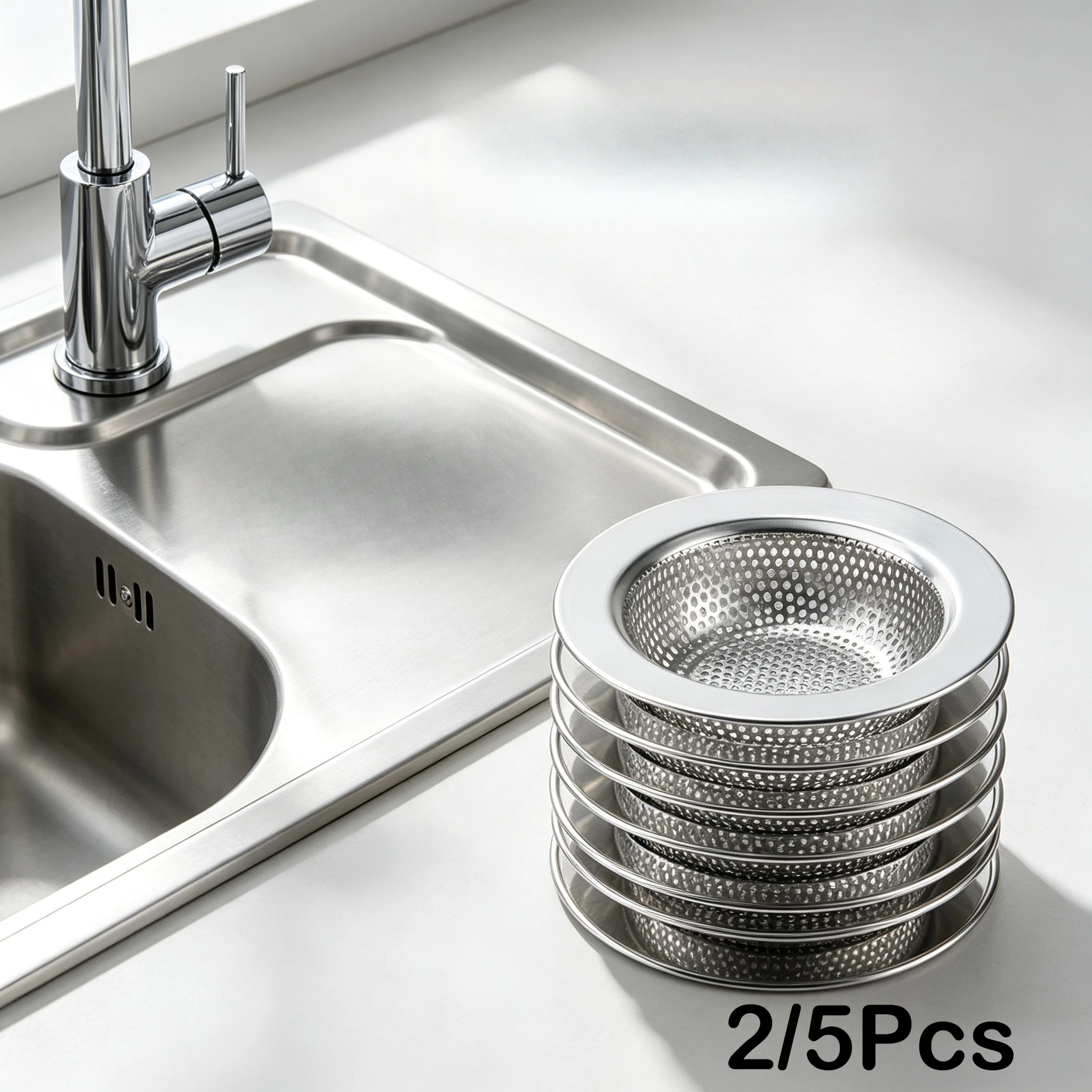2Pcs Double Layer Kitchen Sink Strainer, Upgraded Drain Filter Basket, Safe Waste Residue Catcher for Kitchen Sink