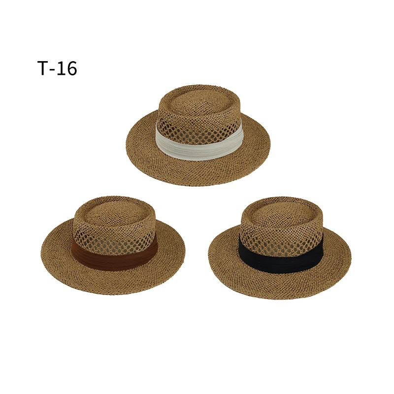 New Bohemian Flat Brim Hat Hand Woven Straw Hat Ladies Summer Vacation Travel Sun Hats