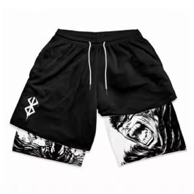 3D digital printing adult double layer beach pants fitness casual shorts sports pants personalized printing casual shorts