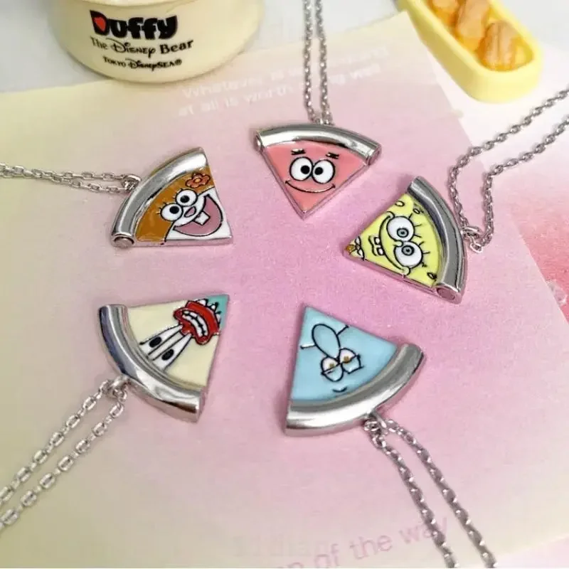 SpongeBob Necklace Patrick Star Squidward Cartoon Metal Friend Cute Couple Pendant Kids Lovers Anime BFF Friendship Jewelry Toys