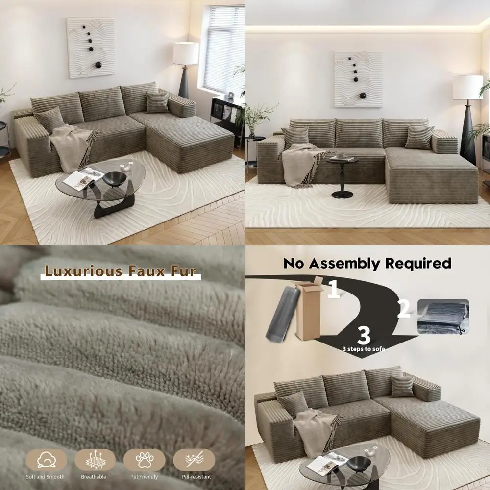 

Modern Modular L-Shape Sectional Couch, Deep Seating Sofa for Living Room and Bedroom