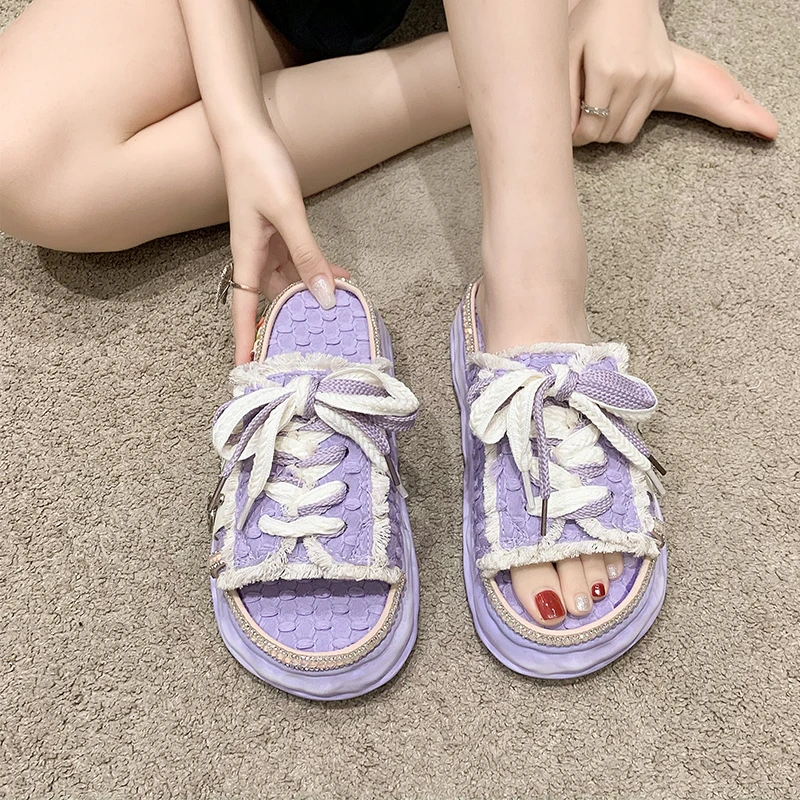 Summer Women Graffiti Slippers Sandals Platform Shoes Flip Flops Street Clogs Flat New Sweet Casual Shoes for Female Slippers