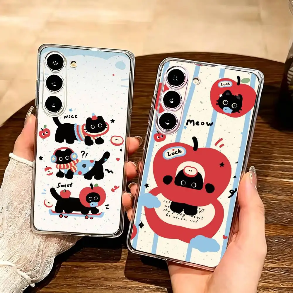 Korean INS Lovely Cat Transparent Shockproof Phone Case For Samsung GalaxyA13,21s,22,31,32,52,53,71,72,73