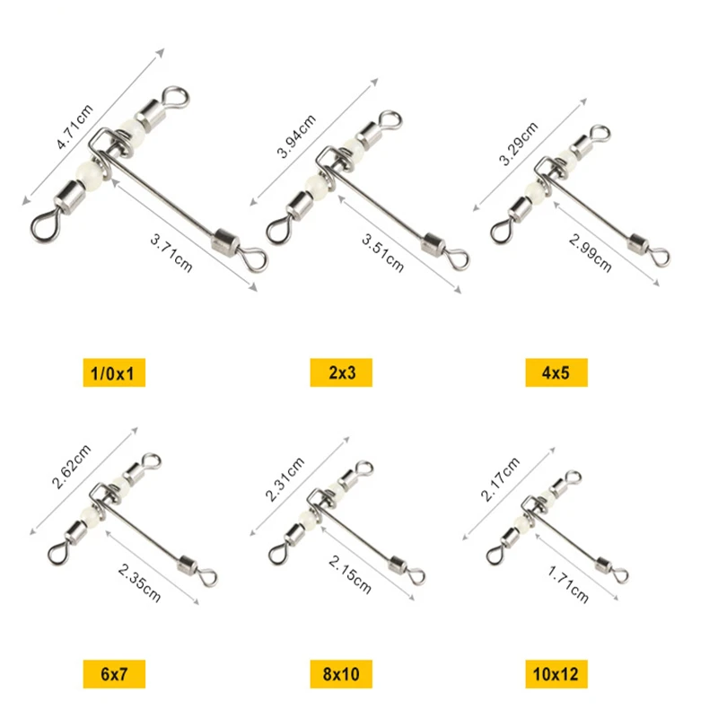 3pcs/lot Luminous Fishing Connector 3Way T-shape Cross-line Rolling Swivel With Pearl Beads Fishing Swivels Fishhook Accessories