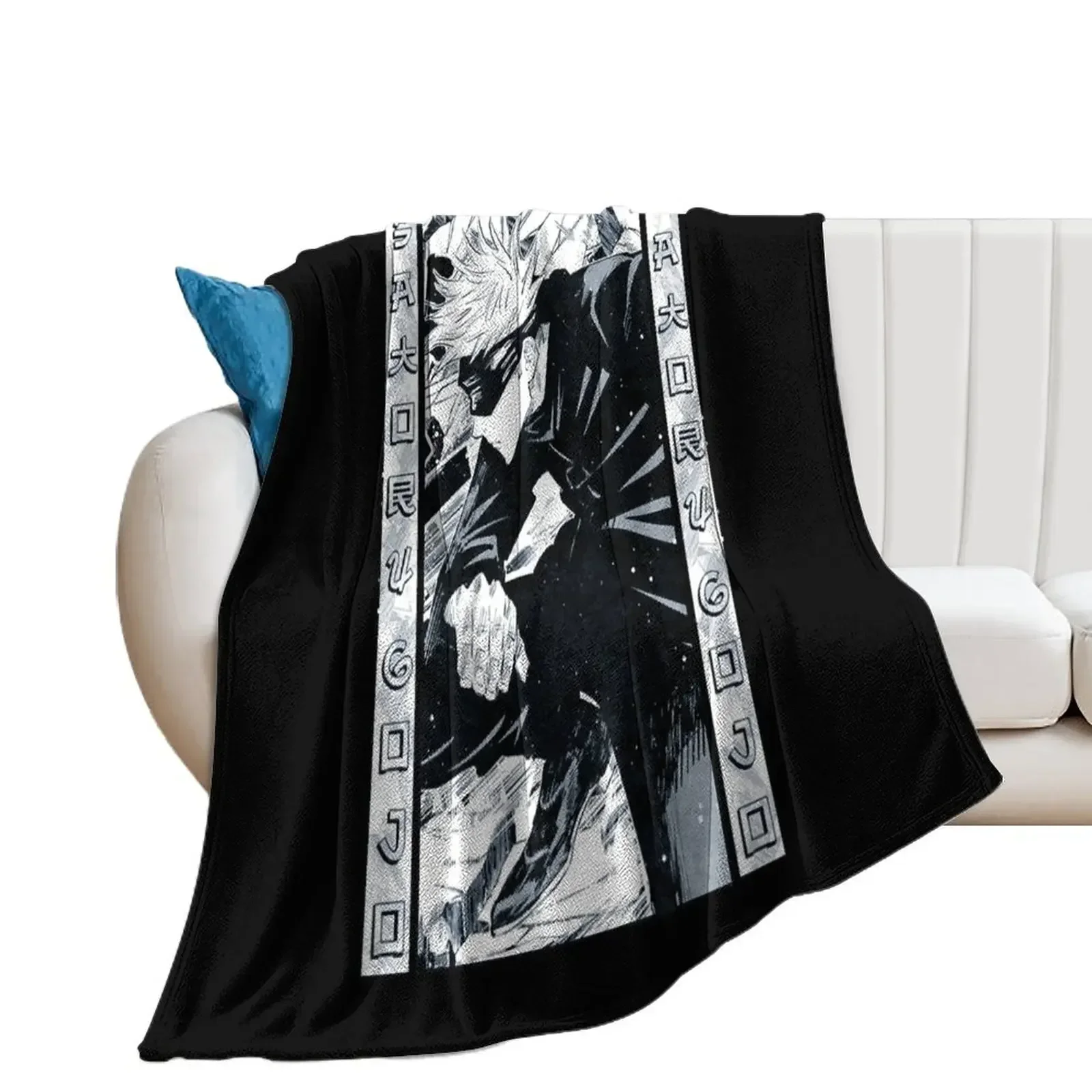 Satoru Gojo Manga Panel Artwork Throw Blanket Bed Fashionable Tourist For Decorative Sofa Hairys Blankets