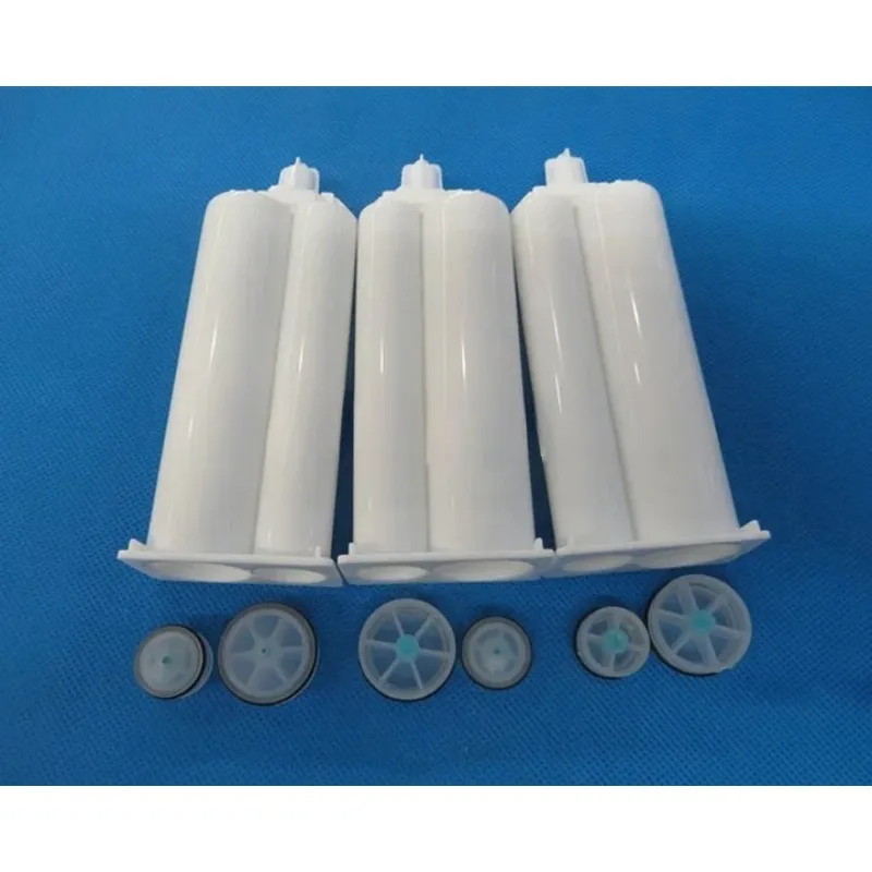 50ml 1:2 Ratio Empty Unfilled AB Glue Cartridge 100Pcs Epoxy Resin Barrel with Piston Plug