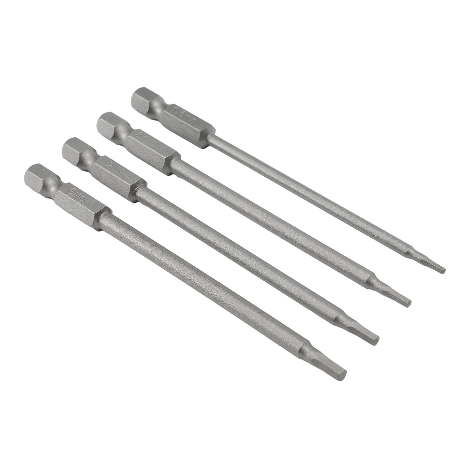 Hex Shank Screwdriver Bits Kit Silver 1.5/2.0/2.5/3.0mm 1/4 Hex Shank Magnetic Head Quick Connection Quick Connection New