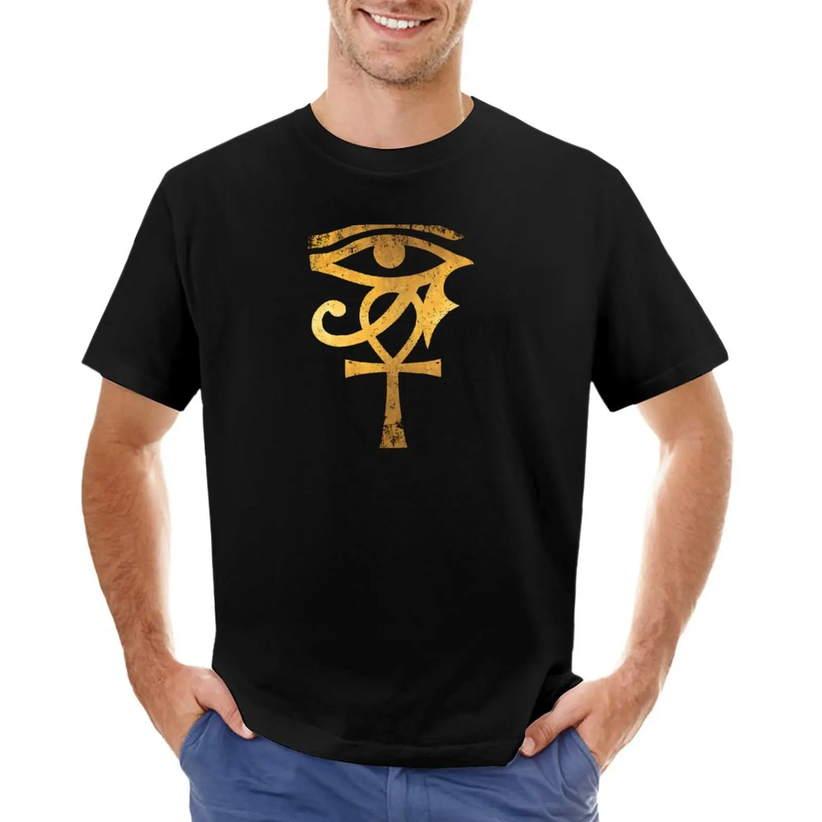 

Ankh & Eye of Horus symbol / Egyptian sign design T-Shirt oversizeds anime clothes plus size tops big and tall t shirts for men