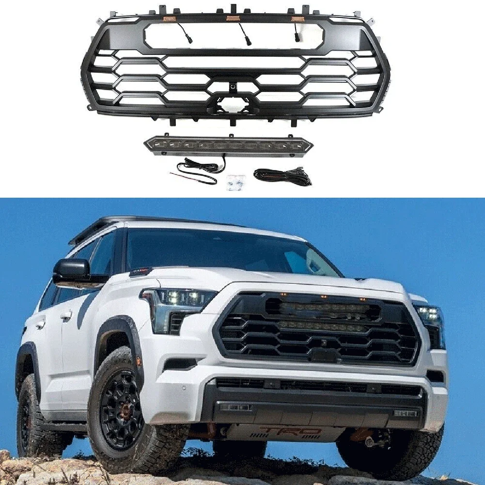 

Черные передние верхние решетки радиатора со светодиодной подсветкой подходят для Sequoia 2022–202202