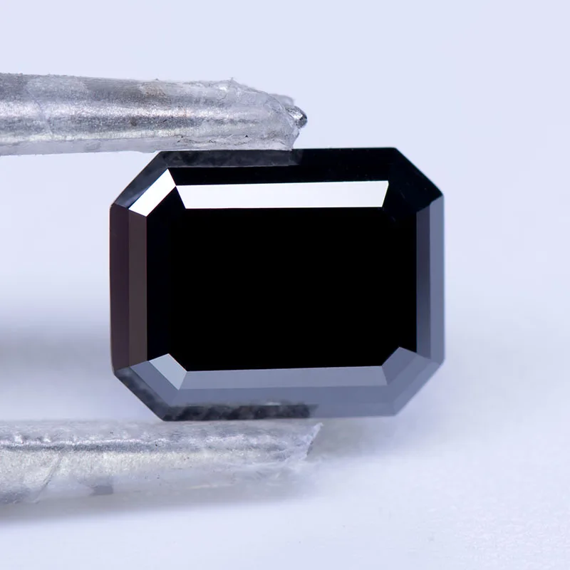 Moissanit-Edelstein im Smaragdschliff, schwarze Farbe, im Labor gezüchteter Diamant für DIY-Schmuckherstellung von Ringen und Ohrringen für Damen, mit Zertifikat – Detail 8