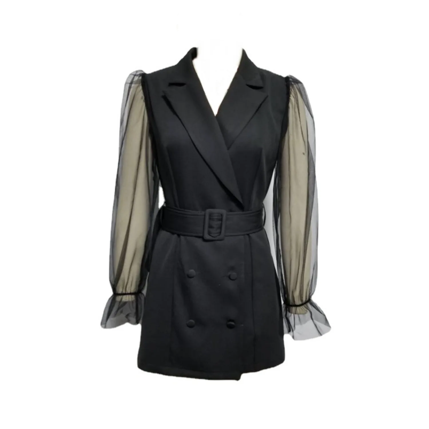 Faion Slim Fit Me Splice Dr Femmes orth Jupe Street Sle Taille haute Double boutonnage Long Sve Pure Color Su...