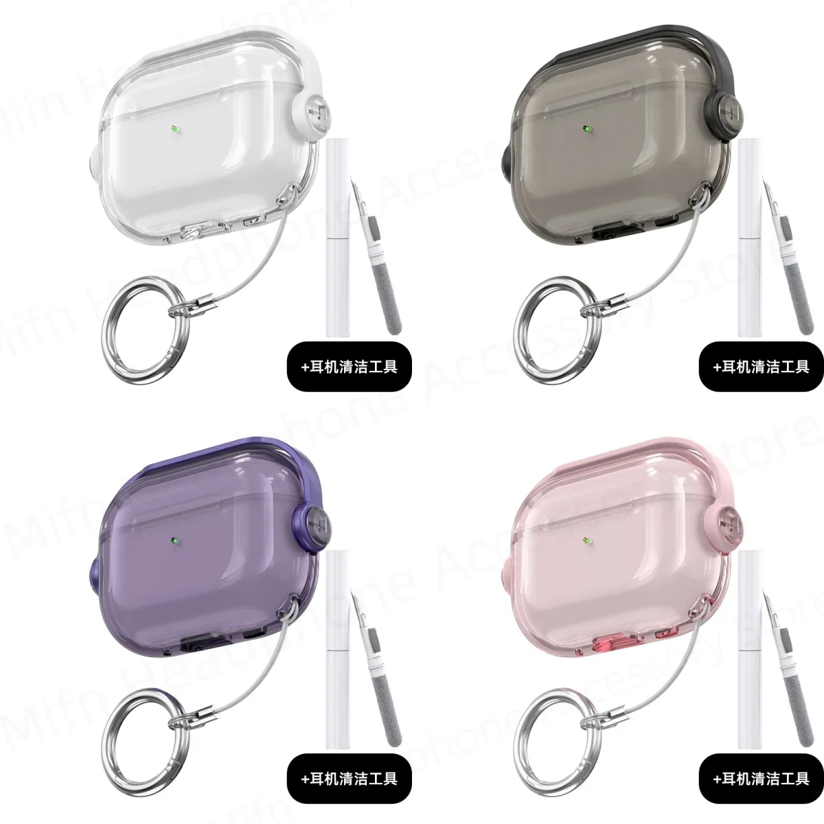 

new for airpods pro3 cases 3D Enjoy music Transparent Earbuds Case Cover Simple Mobile Phone Stand Design for AirPods Pro 3 Case