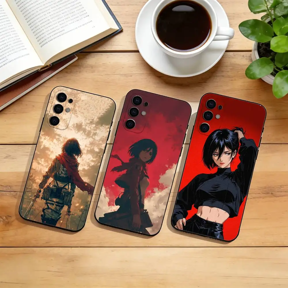 Attack on Titan Mikasa Ackerman Phone Case Black Silicone Soft For Samsung S25,S24,S21,S22,S23,S30,Ultra,S20,Plus,Fe,Lite
