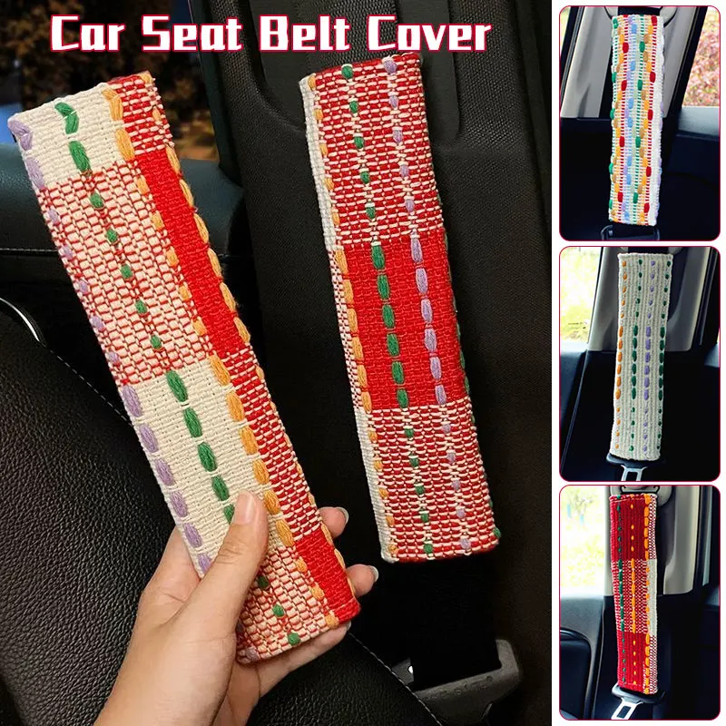 

1Pc Fashion Style Car Seat Belts Paddings Colorful Geometry Safety Belt Pad Cover Leather Auto Shoulder Protector Mat Case