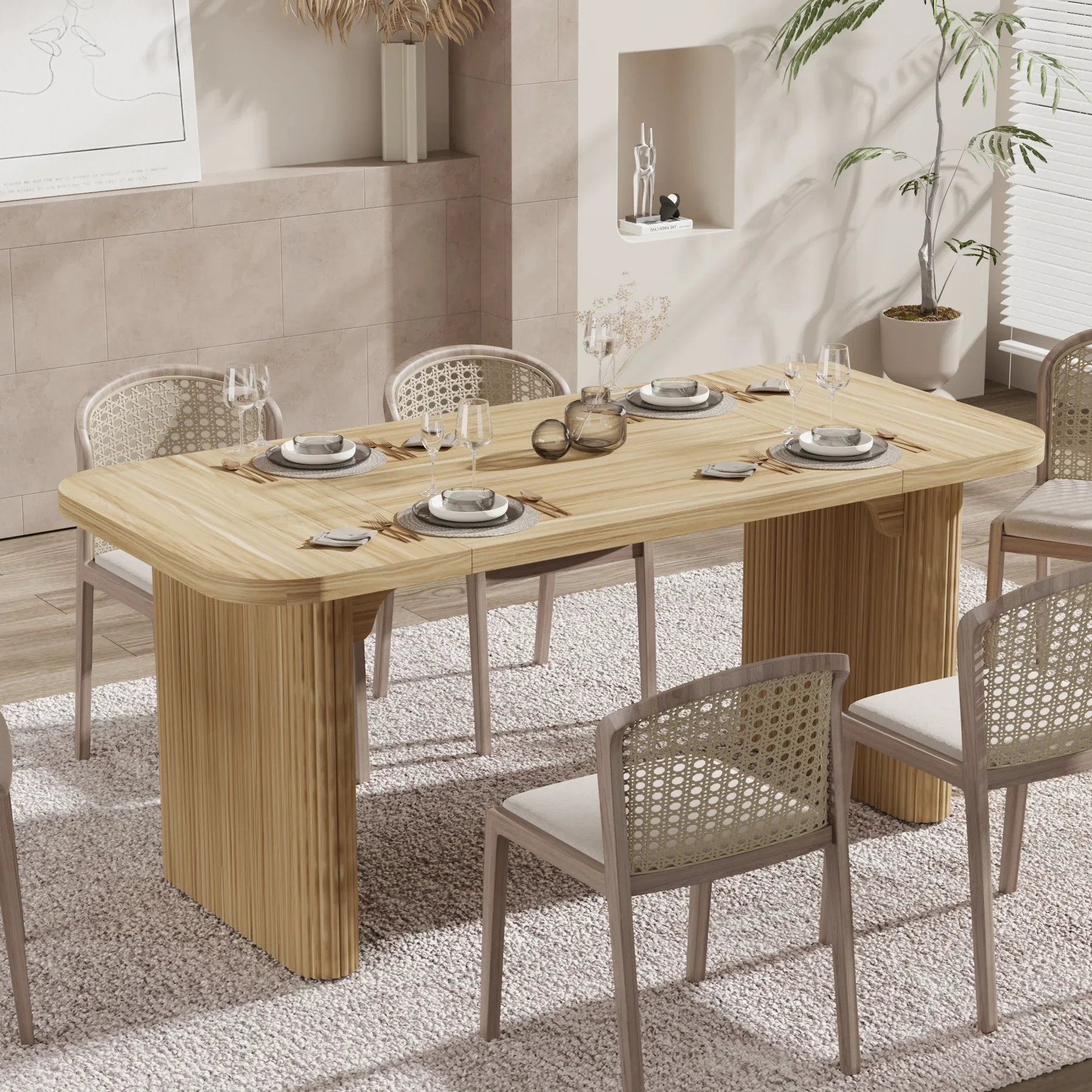 

Solid wood dining table small apartment log style home dining table designer creative negotiation table minimalist coffee table