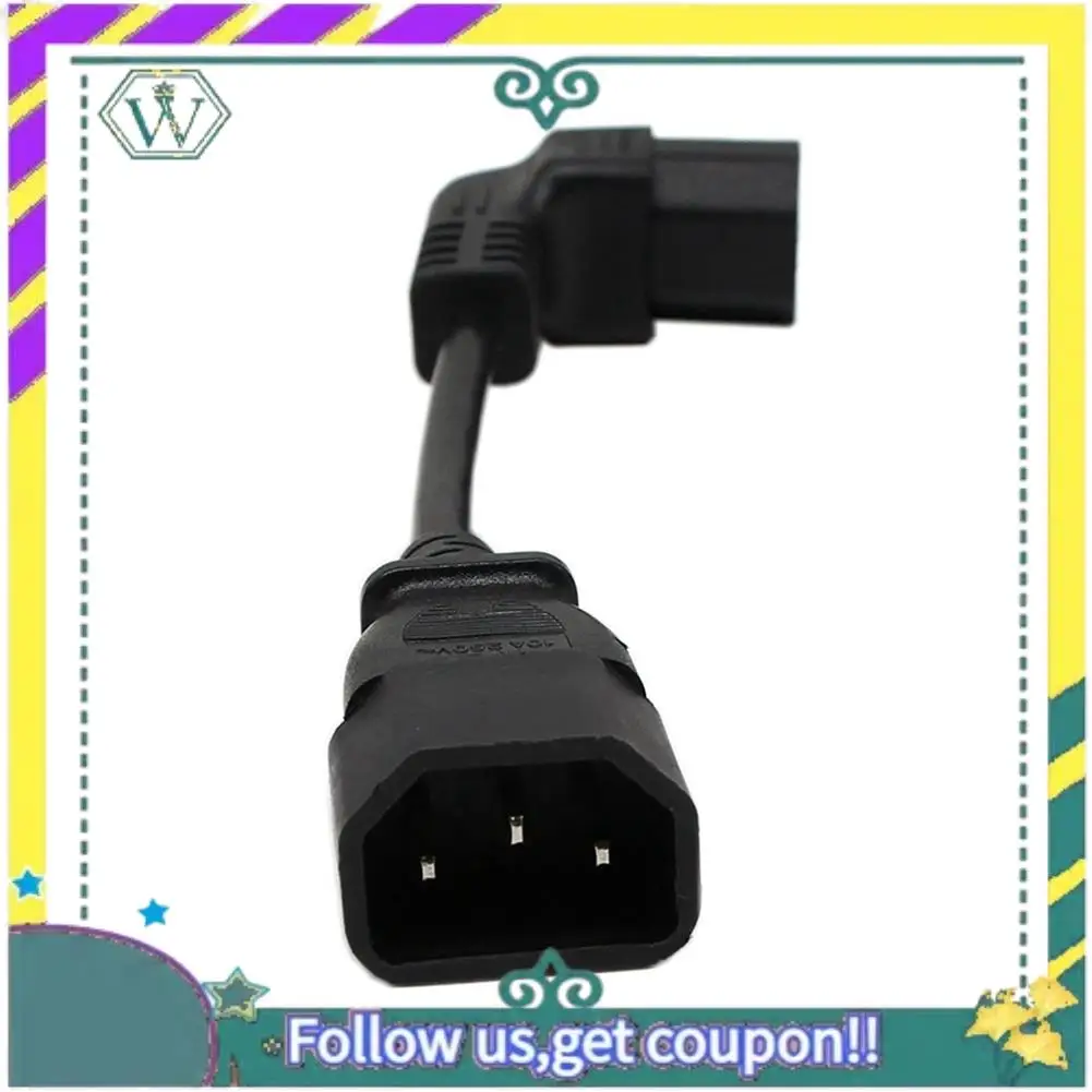 A28Q-2個 18cm IEC 320 90度 C13 3ピンメス - C14 3ピンオス PDU電源延長コード