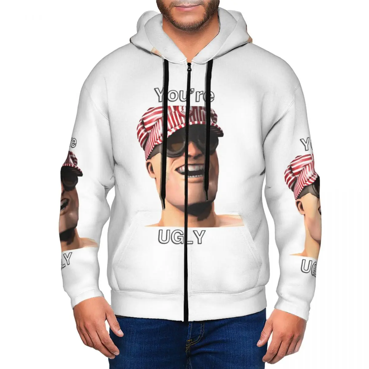 Tu es laid, je te sens, Jojo Engineer TF2 Team Fortress 2 Sweat à capuche zippé Automne Hiver Hommes Femmes Sweat-shirts à manches longues