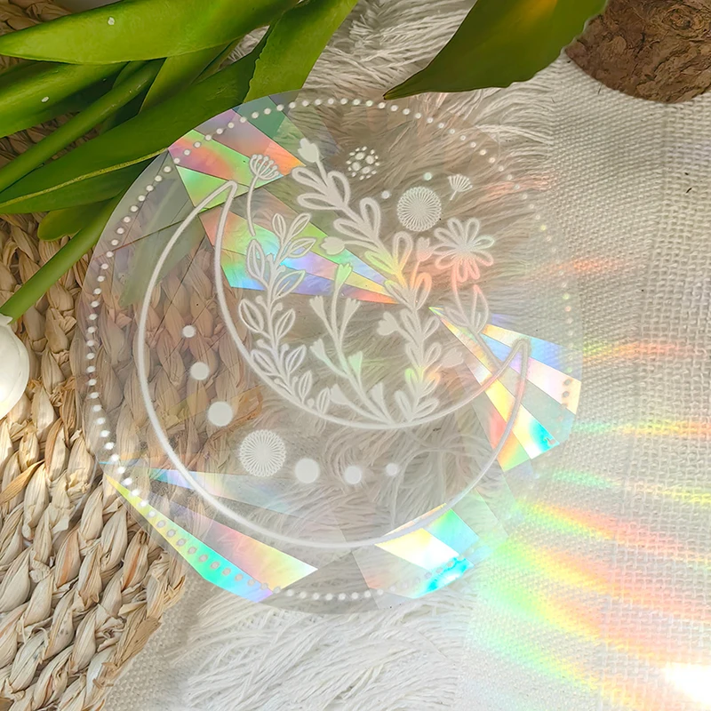 Sun Catcher PVC Self Adhesive Glass Window Stickers Cat Moth Energy Suncatcher Wallpaper Rainbow Prisms Sticker Sunlight Decals