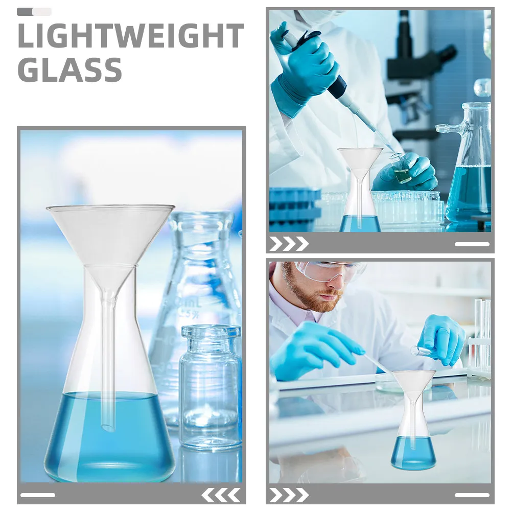 75Mm Clear Triangular Glass Funnel for Lab Filtration Scientific Transfer Chemistry Experiments Student Classroom Use Wide Mouth