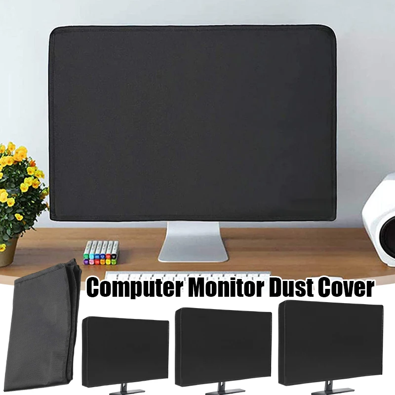 1PC Computer Monitor Dust Cover Black Oxford Cloth Thickened Waterproof Desktop Computer Screen Protector Cover Multi Size