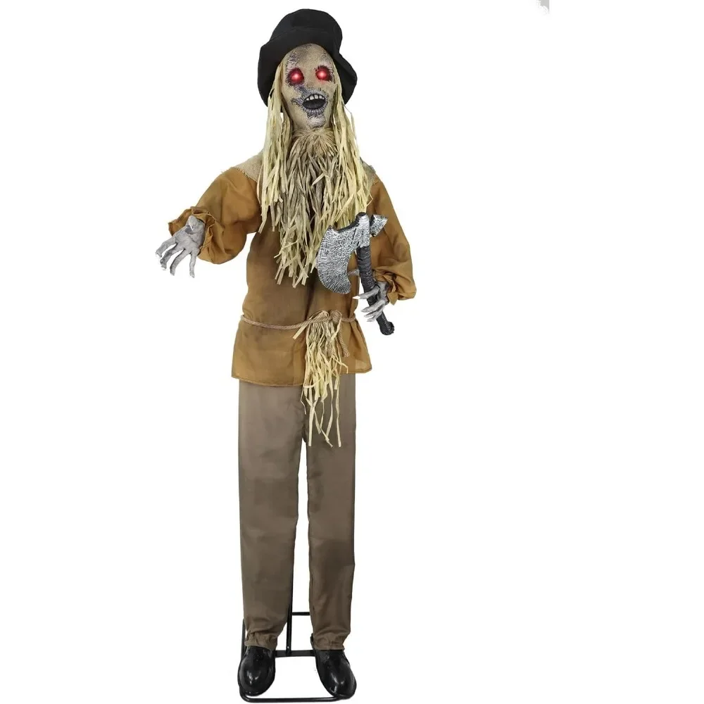 Halloween Decoration Animatronic Scary Haunted Scarecrow with Touch Activated Lights and Sound, Battery-Operated Indoor Outdoor