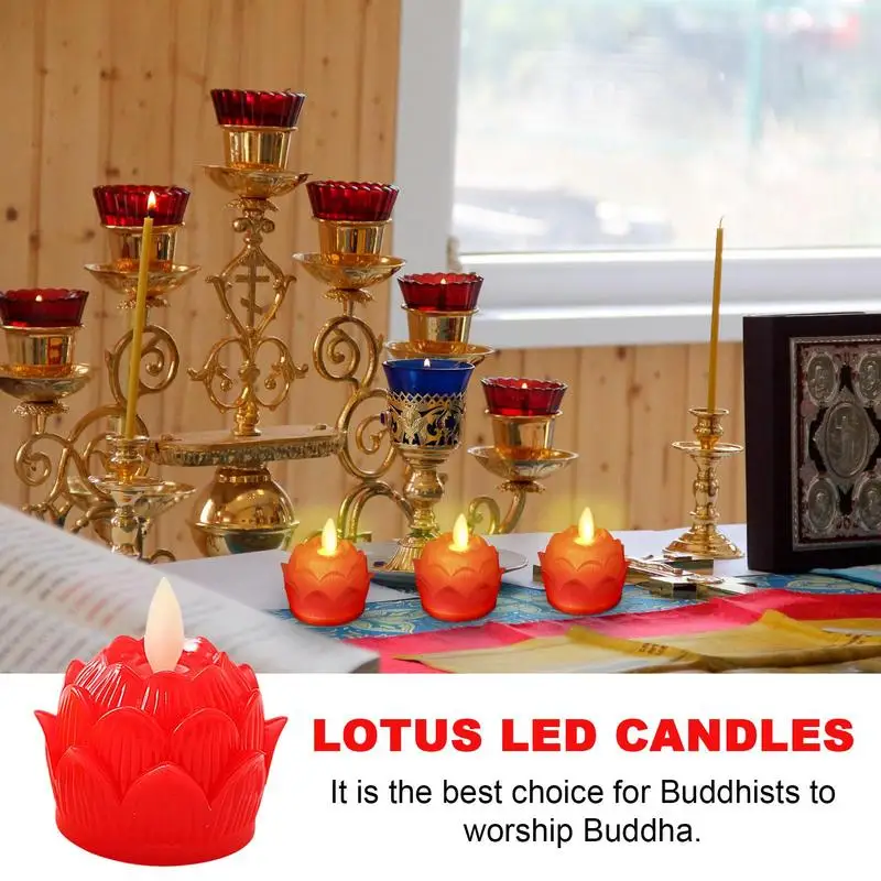 Led Buddhist Lamp Lights Candle Lamp Flameless 12Pieces Buddhist Lights Waterproof 100 Hour Tea Light Battery Operated Realistic