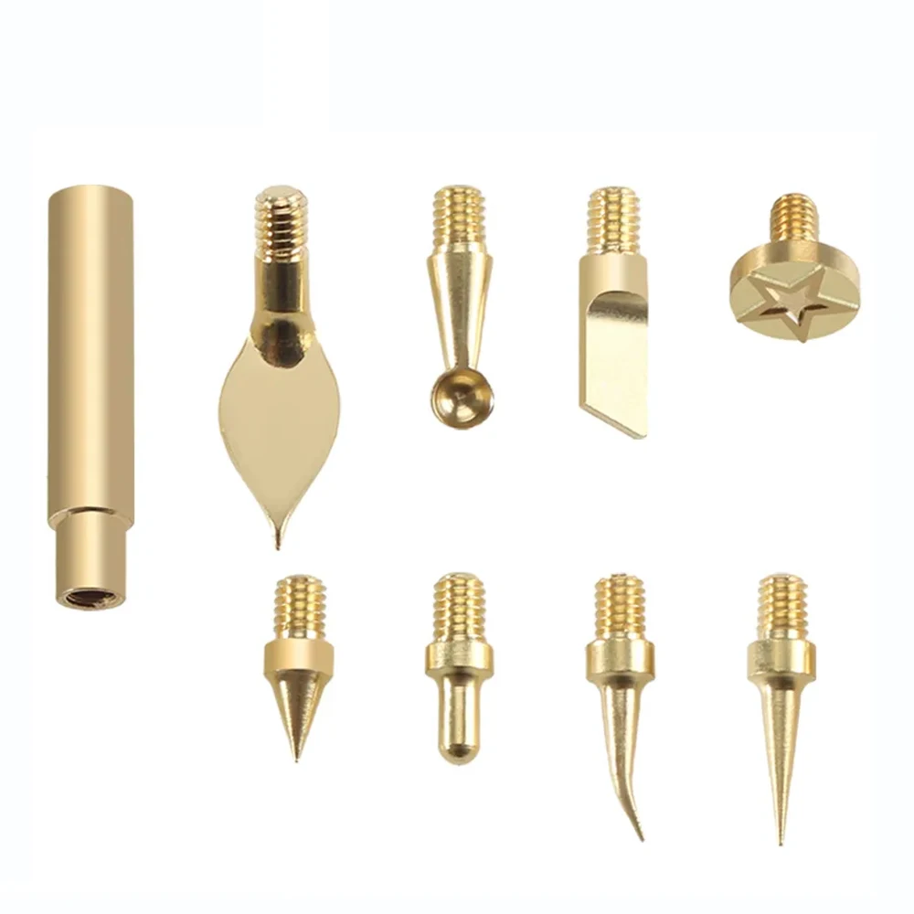 9PCS Heat Insert Nut Iron Tip Hot Melt Heat Set Insert Tool Soldering Iron Tip 3D Printing Modify Finishing Brass Thread Embed