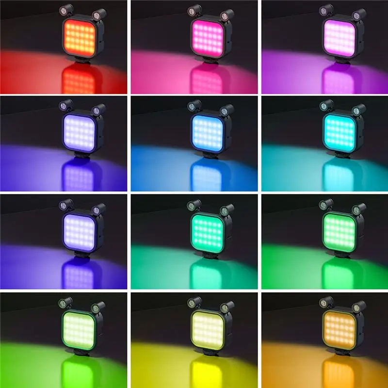 A93P 2500K-9000K Microphone LED Fill Light LED Mini Video Vlog Full-Color RGB Mic Light for Smartphone SLR Camera V03-Black