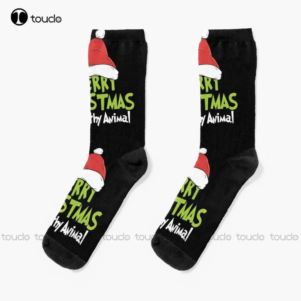 Merry Christmas You Filthy Animal Socks Black Socks Women Fashion Creative Leisure Funny Art Abstract Oil Painting Socks Funny