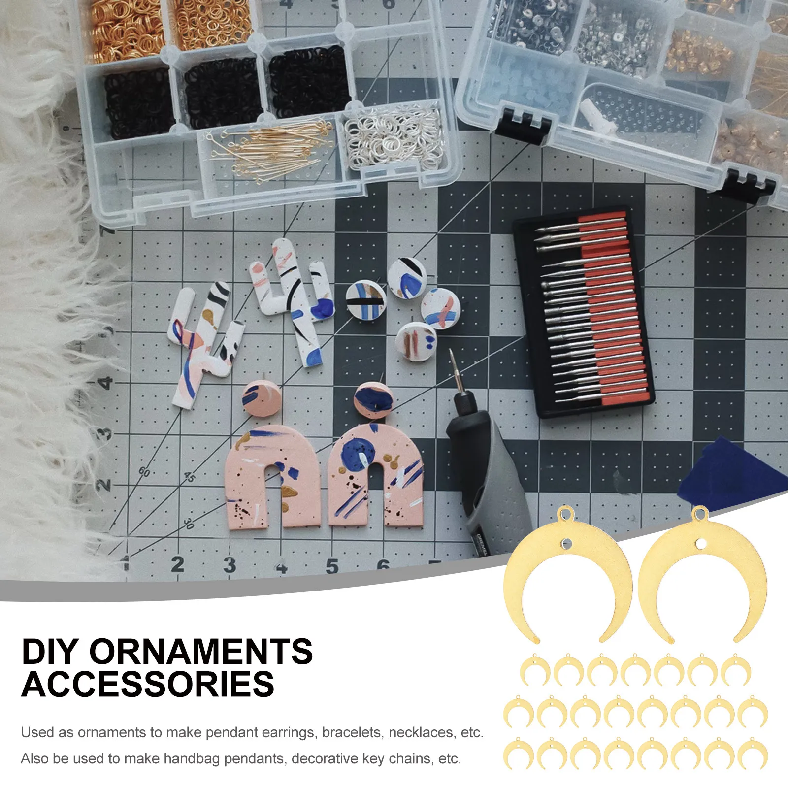 

25 шт. медных коннекторов в форме луны для изготовления украшений, подвесок для браслетов, ожерелий, серег, аксессуаров для рукоделия