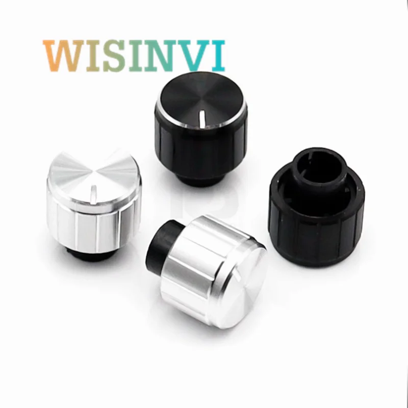 2PCS 13X13 Aluminum alloy half shaft potentiometer knob cap  Amplifier volume adjustment knob Handle protrusion 4mm  Hole 6MM