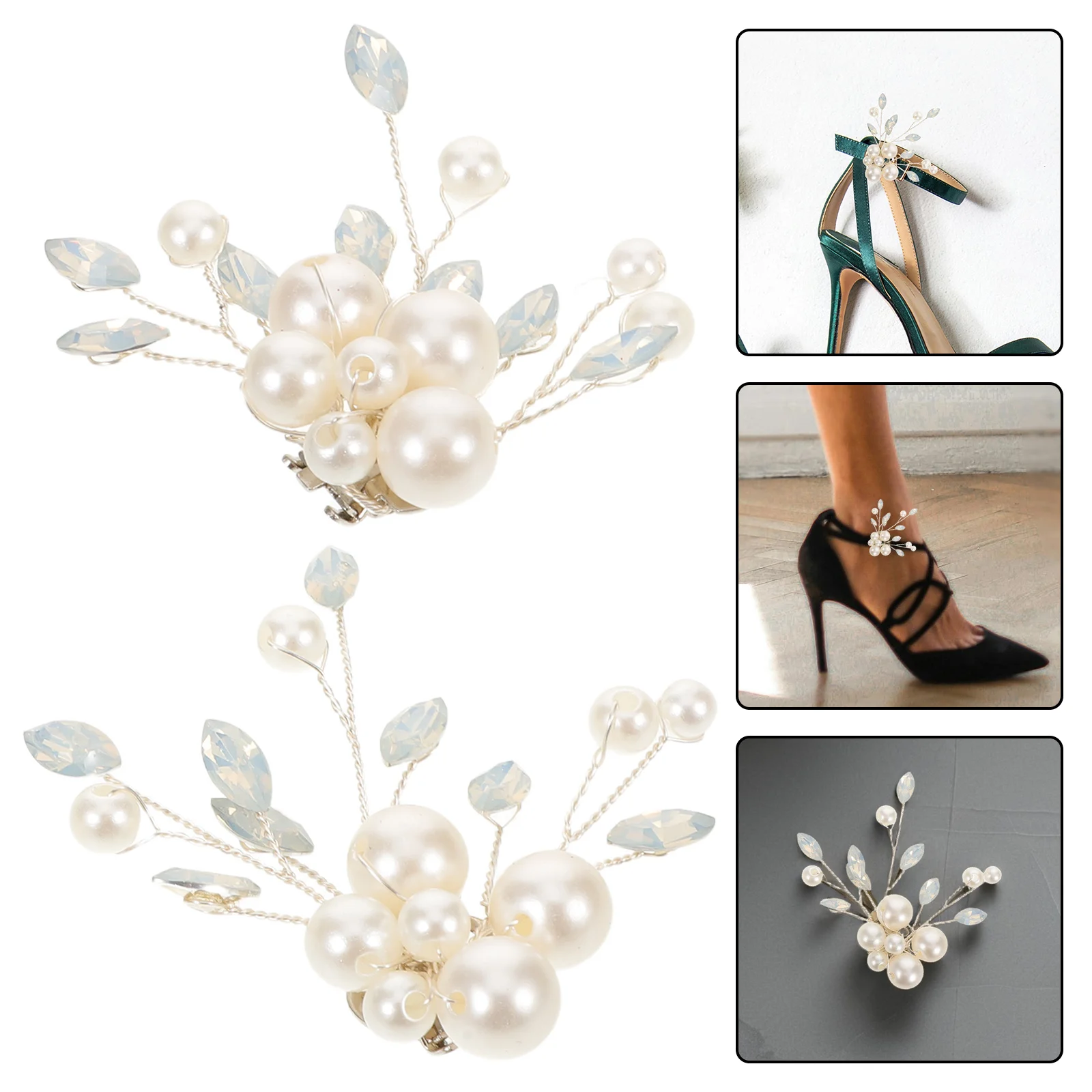 

2pcs Pearl Rhinestone Shoe Clips Detachable Buckle For Bridal Heels Wedding Pumps High Heel Accessories Decorative Women’S Dress