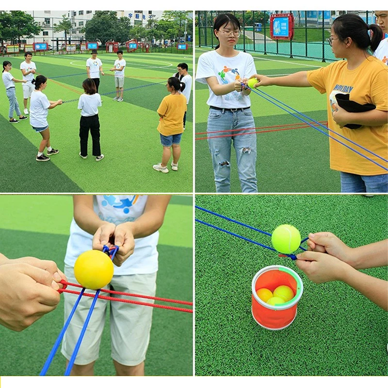 Outdoor Games Kids Toys Sensory Integration Training Catch The Ball with A Rope Pass Challenge Adult Team Building Track Dribble