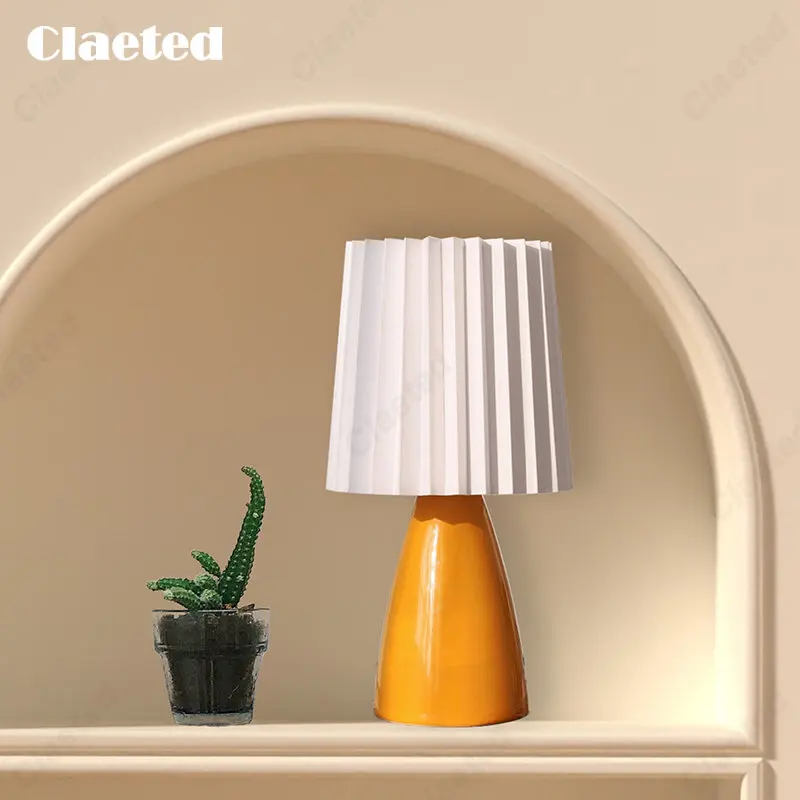 Claeted Ceramic Milkshake Night Lamp Bedroom Table Light LED Dining Room Coffee Table Decoration Bedside Indoor Shutter Lamp