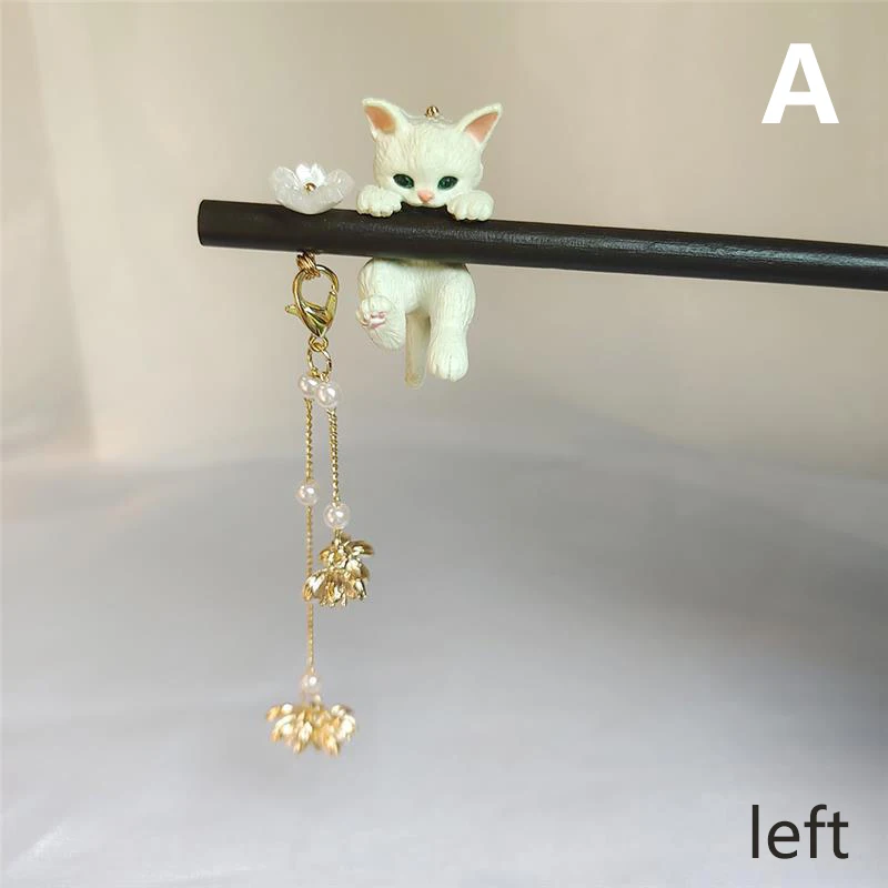 1 قطعة 17 سنتيمتر الأبنوس الأسود خشبية الشعر العصي النساء النمط الصيني لطيف القط قلادة خمر دبوس الشعر Hanfu تشيباو أغطية الرأس #5