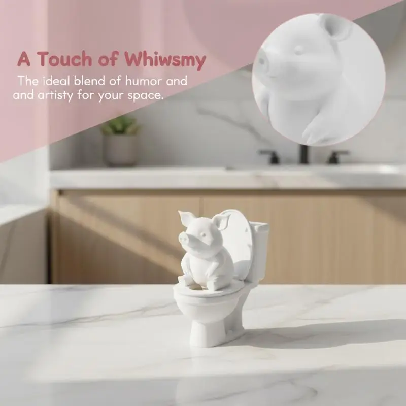 Cute 3D Printed Pig Toilet Wall Decor Waterproof Moisture Proof Fine Craft Art Sticker for Bathroom Powder Room