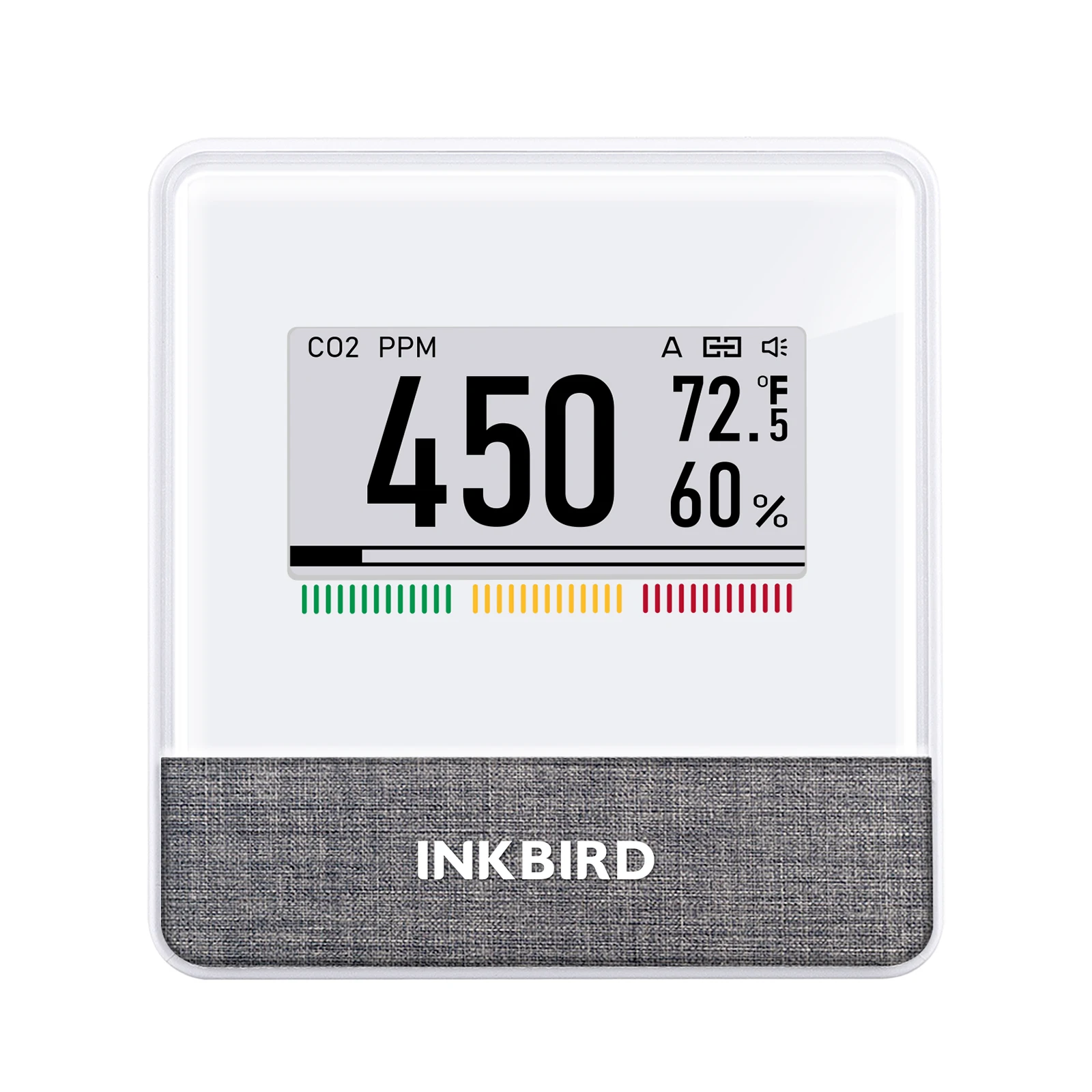 

Монитор INKBIRD E ink CO2 4 в 1 с датчиком температуры и влажности, давление воздуха, голубые зубья, беспроводной диапазон 100 м, управление через приложение