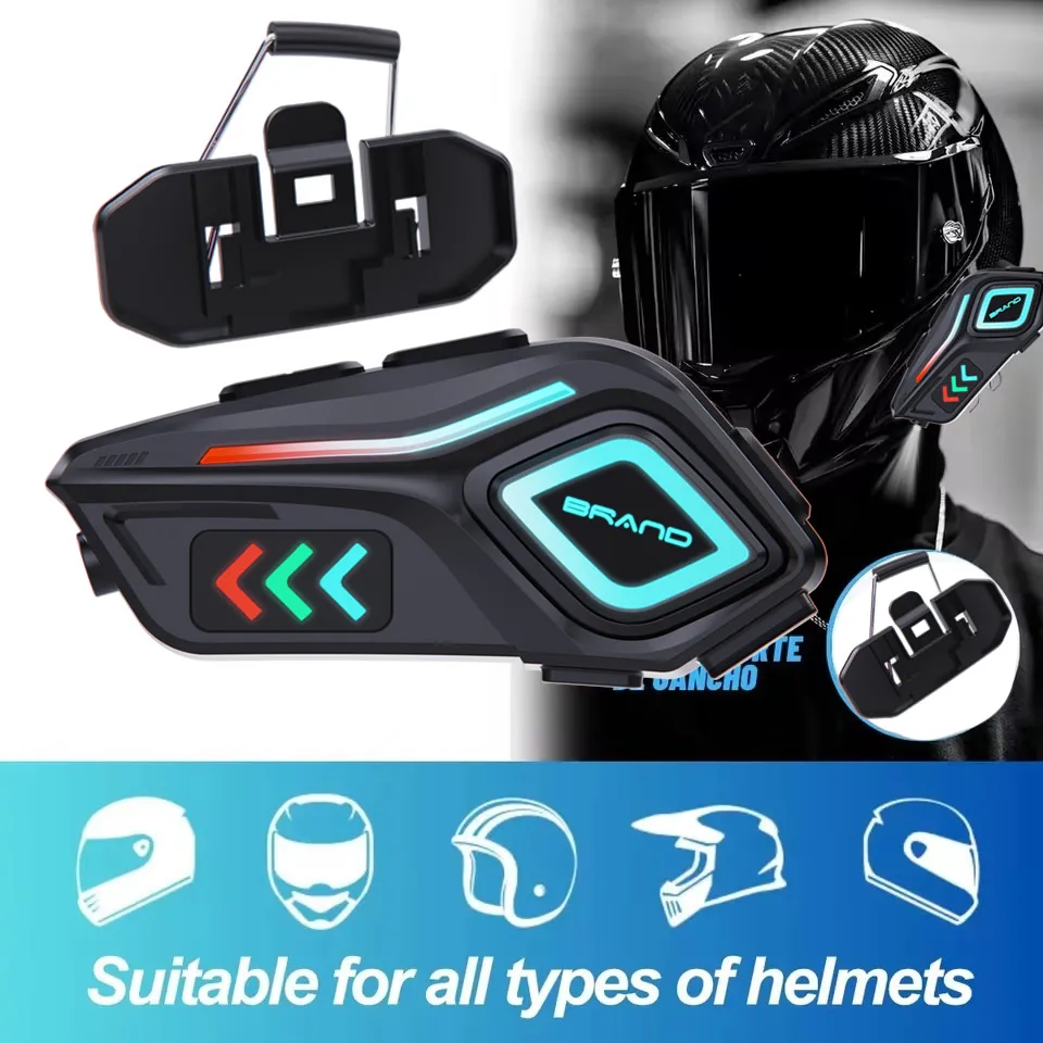 Wireless Bluetooth 5.4 Helmet Headset Hands-Free Call  IP65 MP3 Music Player Speaker Kit For Motorcycle Earphone Display  Screen