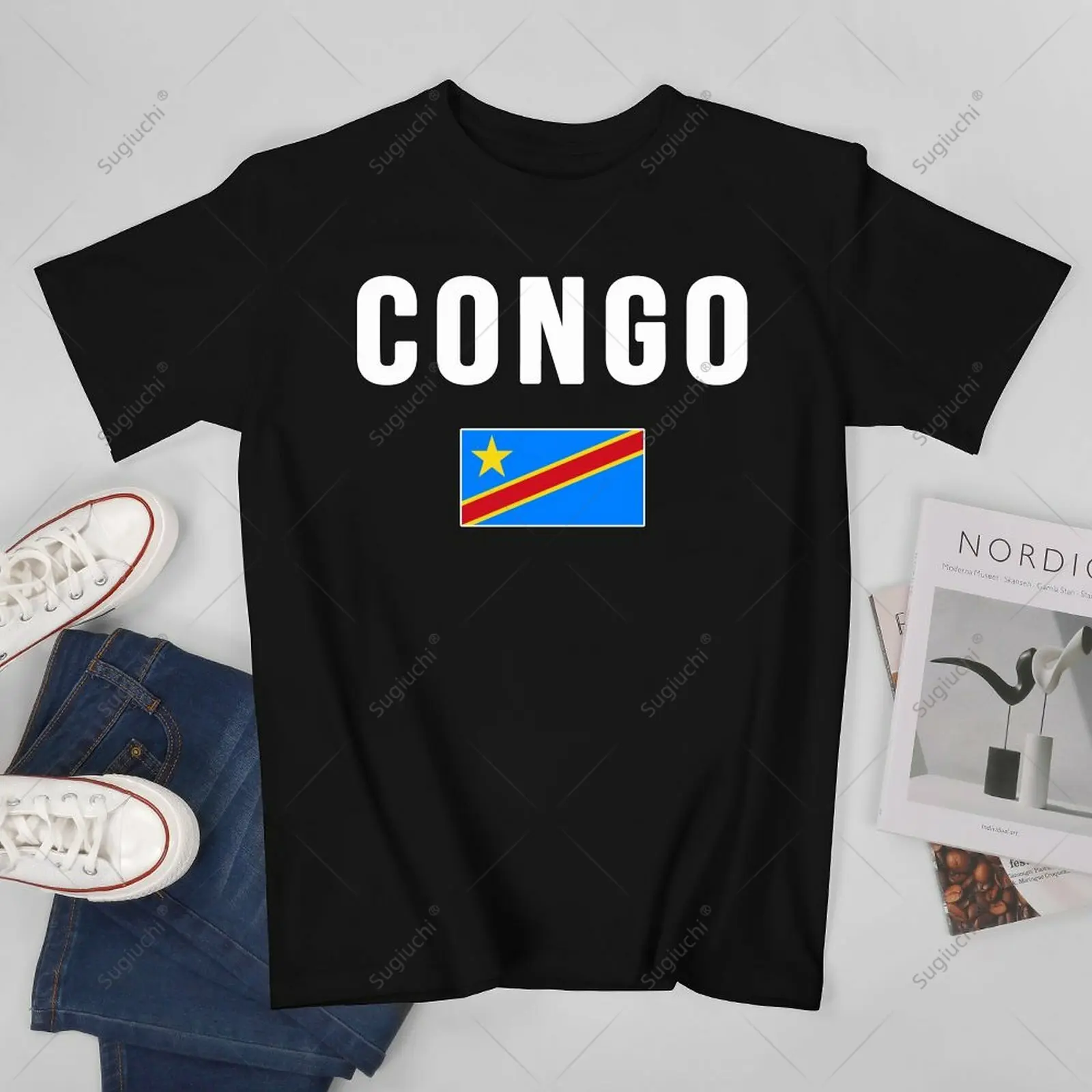 Camiseta Unisex con bandera de la República Democrática Congolesa del Congo para hombre, camisetas para mujeres y niños, Camiseta 100% de algodón