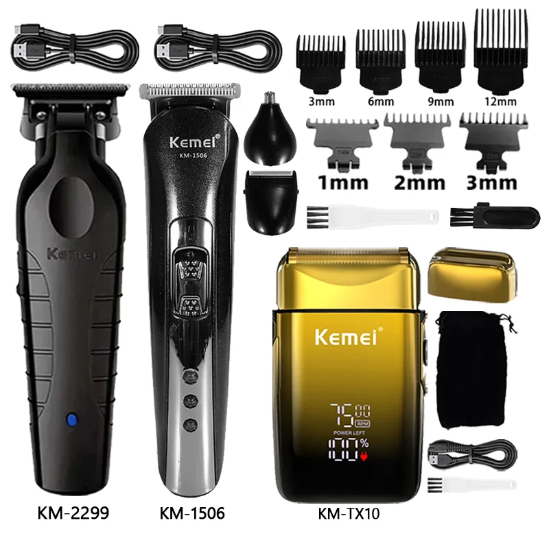 

Машинка для стрижки волос Kemei Km-2299 Km-1506 Km-TX10 Парикмахерская машина для стрижки волос Машинка для стрижки волос Беспроводная аккумуляторная бритва