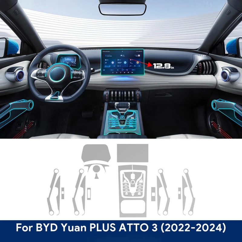 

Car Interior Center Console Transparent TPU Protective Film Anti-scratch Sticker For BYD Atto 3 Yuan Plus 2022-2024