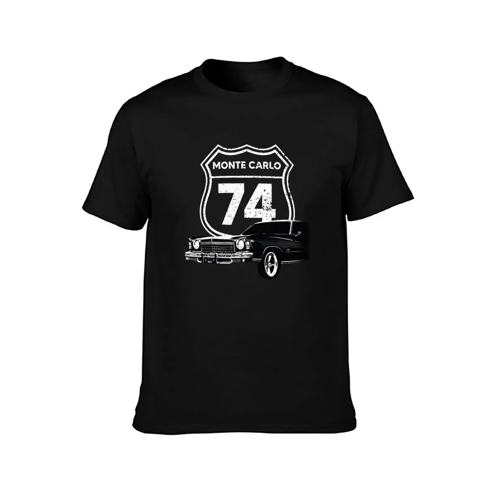 1974 Monte Carlo Front Side View with Model Year T-Shirt Soft Stretch Short Sleeve Top