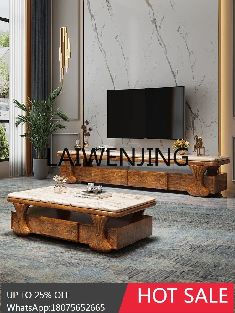 Ebony coffee table new Chinese living room simple modern marble coffee table TV cabinet combination