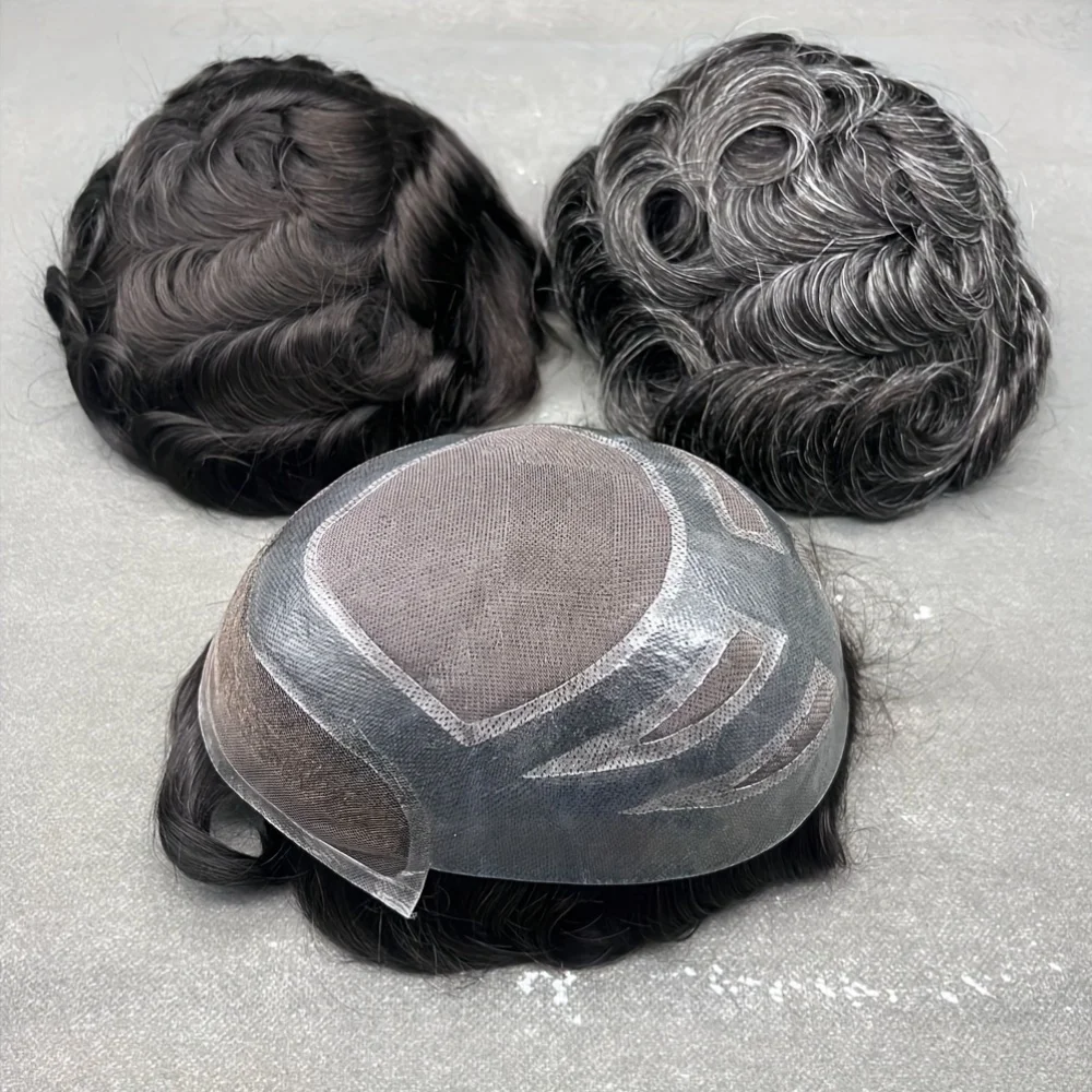 قطعة شعر غير مرئية مقاس 8 × 10 بوصة مع دانتيل قابل للتنفس وقاعدة من البولي يوريثان، جزء علوي جاهز للارتداء قبل القطع للمظهر الطبيعي، بديل للشعر #5